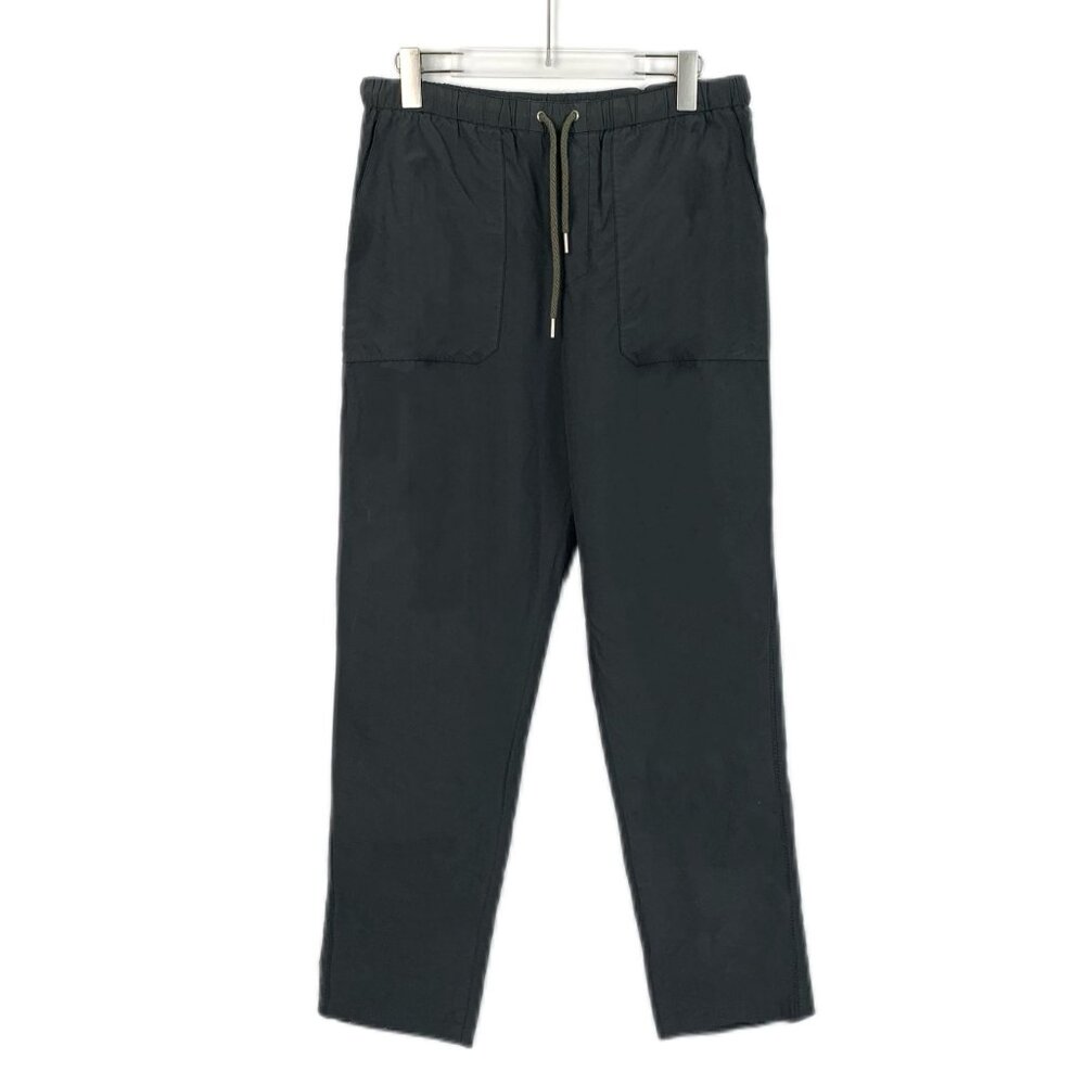 Hermes Dark Grey Drawstring Casual Straight-Leg Trousers 40M Viscose & Cotton Bl